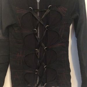 Black hoodie with see through corseted back